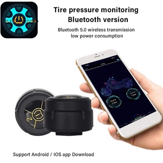 2PCS Bluetooth 5.0 Motocicleta TPMS Sistema De Alarma De Presión De Neumáticos Sensor Android/IOS Monitoreo 8.0 Bar