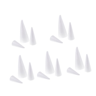 White Foam Cones for DIY Crafts (15 Pack) White Polystyrene, Assorted 3 Sizes