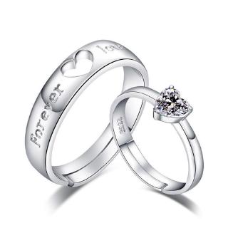 1 par de anillos para parejas en forma de corazón para mujeres/hombres/joyería de boda ajustable para amantes