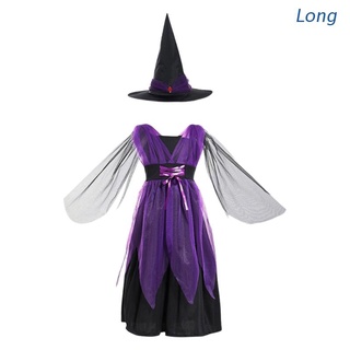 Disfraz de Halloween de Halloween largo/disfraz de Halloween color morado negro/ropa para fiesta/ropa para niños