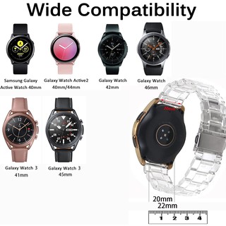 20 mm 22 mm correa de resina transparente para Samsung Galaxy Watch 3 4 Watch3 Watch4 clásico activo 2 Gear S3 S4 deporte reemplazo pulsera pulsera