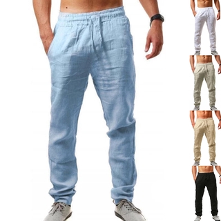 los hombres de la moda casual pantalones cordón masculino casual pantalones de lino pantalones talla s-3xl