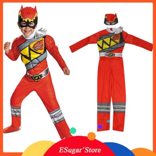 Niños Rojo Poder Dino Carga Músculo Disfraz Power Rangers Superhéroe Juego De Rol Halloween Fiesta Cosplay
