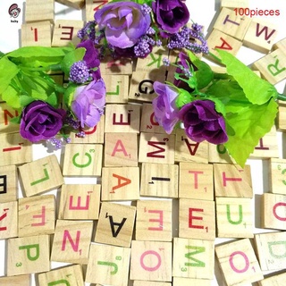 100 pzs números de letras coloridas de azulejos de madera para manualidades/juguete del alfabeto de madera