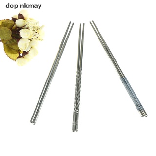 dopinkmay 1 par de palillos chinos de acero inoxidable con diseño antideslizante (5)