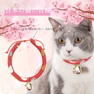 ajustable estilo japonés collar de mascotas collar de vestido de dibujos animados campana hecha a mano joyería mascota gato perro collar accesorios