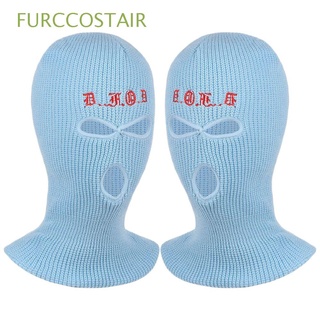 FURCCOSTAIR High Quality Knitted Beanies balaclava Female Beanie Caps Winter Autumn Hats Embroidery Cycling Warmer Bonnet Halloween protection Three hole hat