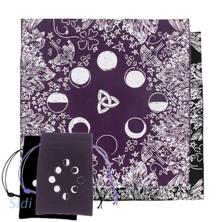 SIdi Velvet Tarot Tablecloth with Bag Witch Divination Moon Phases Lover Luna Moth Altar Cloth Board Game Card Pad