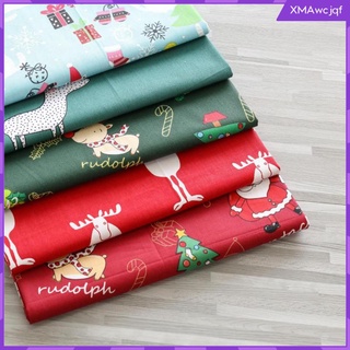 5 Pieces 25x25cm Christmas 100% Cotton Fabric Material for DIY Sewing, Dress, Mask