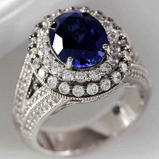 Gyets nuevo Huitan magnífico azul cúbico Zirconia anillo de boda para las mujeres temperamento elegante nupcial matrimonio fiesta anillo moda joyería de lujo (5)