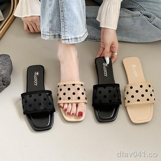 ✈Zapatillas ropa de verano para mujer 2021 nuevo hilo de red transpirable flip-flop estilo de hadas sandalias y zapatillas de playa antideslizantes de fondo plano