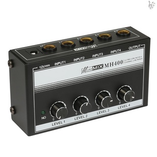 Gd MH400 Ultra bajo ruido 4 canales mezclador de línea Mini mezclador de Audio con entradas TS de 1/4 pulgadas y Control de volumen de salida para guitarras teclados bajo