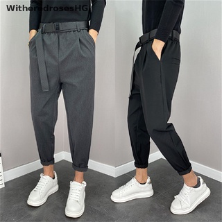 (witheredroseshg) Mens Summer Ice Silk Pants Men Clothing Sling Men's Straight Ankle-length Pants Trend Korean Version Striped Casual On Sale