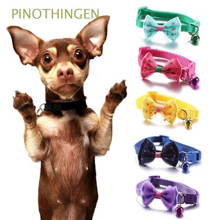 pinadaen collares para gatos/cachorros/suministros para mascotas/collar ajustable para perro/hebilla de moño/accesorios para gatos/colgante de campana/collar multicolor