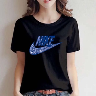 Nike manga corta hombres y mujeres Big Hook Logo impresión T-shirt verano suelto cuello redondo camiseta de algodón puro moda Casual pareja Top