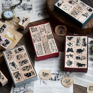 10 piezas de sellos de madera Vintage, sello de goma para bricolaje, papelería, álbum de recortes, manual de diario, carta (2)