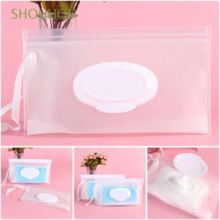 SHOUHOU Reusable Napkin Storage Pouch Easy-carry protection Case Wet Wipes Bag Clamshell Box Cleaning Snap Strap Eco-Friendly Cosmetic Container