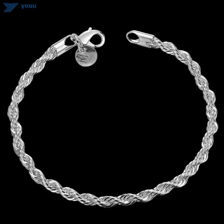 Nueva pulsera de diseño de cuerda torcida de plata de ley 925 para hombre Unisex/mujeres/regalo