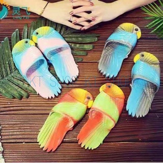 [KT] creative parrot slippers parent child men's shoes women's shoes children's shoes bathing in summer home beach profiled PVC slippers