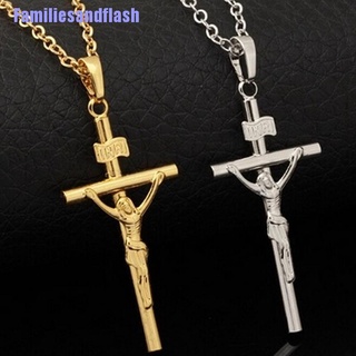 Collar con colgante de cruz de oración cristiana fw++ Unisex chapado en oro plateado jesús