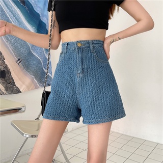 Estilo coreano estudiante Jeans de las mujeres de cintura alta suelta ancho de la pierna pantalones cortos Vintage (3)