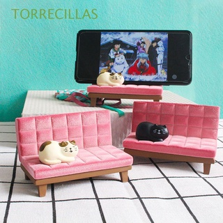 TORRECILLAS Cute Phone Holder Cartoon Desktop Stand Pink Sofa Cat Phone Accessories Mobile Phone Bracket Craft Decor Resin Home Ornaments for Gift Phone Supports