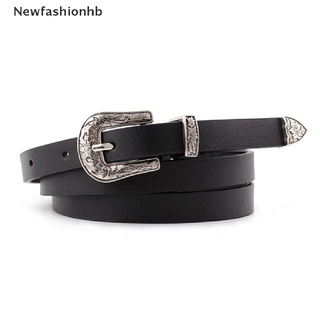 (newfashionhb) señoras mujeres boho vintage cinturón hebilla cinturón mujer delgado estrecho cuero cinturones en venta