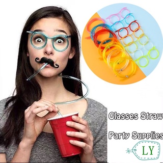 Ly creatividad suministros de fiesta DIY accesorios gafas de paja divertido juguete Flexible PVC caliente suave beber