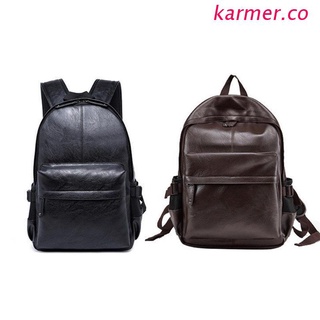 kar2 hombres mochila de cuero pu bolsa de viaje de gran capacidad adolescente estudiante bolsa de libros de moda portátil daypack