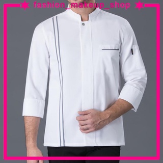 (maquillaje) Chaqueta/chaqueta De Chef De cocina blanca con Mangas largas Para Uniforme De cocina (5)