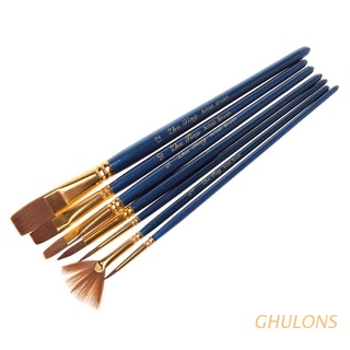 ghulons 7 unids/set pelo nylon pintura al óleo pincel artista acuarela cepillo pro arte suministros