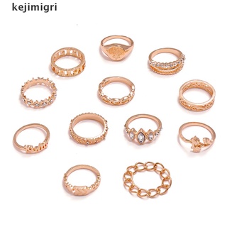 [kejimigri] 12 unids/set bohemio abierto cristal anillos de dedo flor hueco nudillo anillo joyería [kejimigri]