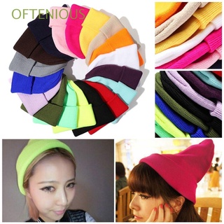 OFTENIOUS High Quality Knitted Beanies New Warmer Bonnet Winter Autumn Hats Ladies Casual Cap Solid Cute 18 Colors Woman/Men Female Beanie Caps