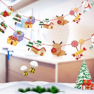 2.5M Multi estilo navidad colgante bandera fiesta de navidad Santa Claus alce calcetín decoración hogar oficina decoración (9)