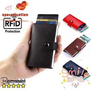 SPACEFICATION Automatic ID Protector Purse Metal Credit Card Holder RFID Card Bag Anti-theft Brush Wallet Pop Up Business Men RFID Blocking/Multicolor