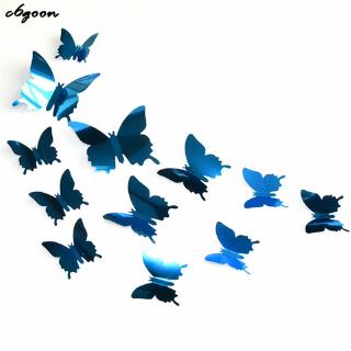 CG 12 Unids/Lote 3D Mariposa Espejo Adhesivo De Pared Arte Extraíble Decoración De Boda Niños La Habitación (8)