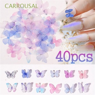 CARROUSAL 40Pcs/Bag Nail Sticker Three-Dimensional 3D Nail Flakes DIY Nail Decoration Colorful Manicure Stereoscopic Decals Emulational Design Butterfly Sequins