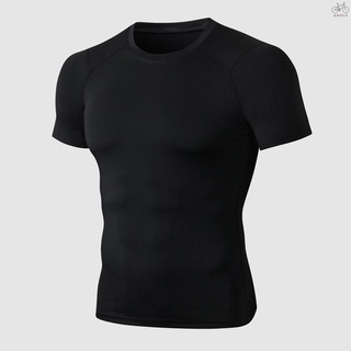 Ahour Camiseta De secado rápido Para hombre/Camiseta Elástica delgada/cuello redondo/manga corta Para correr/gimnasio/Fitness
