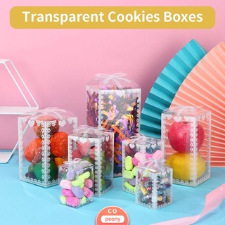 PEONYFLOWER 10PCS Party Decoration Gift Box Festival Supplies Candy Packing Cookies Boxes Home Accessories Disposable Wedding DIY Biscuits Snack Transparent