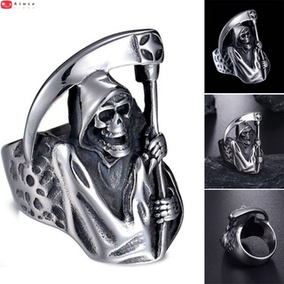 anillo retro/gótico/accesorios de halloween/joyería de aleación metálica con calavera sickle