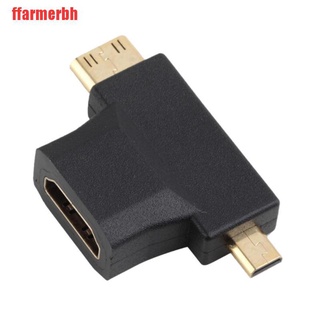 {ffarmerbh}3 In 1 Micro Male Mini HDMI male to HDMI Female Cable Adapter Converter JJK