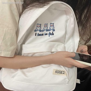 Original ins estilo universitario nicho estudiante mujer verano ligero simple oso bordado lienzo mochila mochila escolar