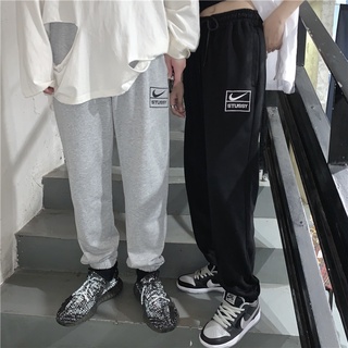 Nike Genuine Joint Stussy Trousers Men's Spring and Autumn Wild New Loose Casual Pants Straight Leggings Pants Elastic Waist Trousers Men and Women The Same Style