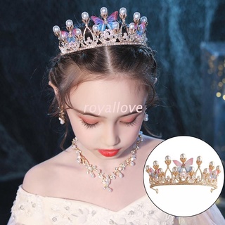 Royal Crystal Pearl diadema mariposa cristal Rhinestone Tiaras decorativa princesa corona brillante Vintage accesorios para el cabello