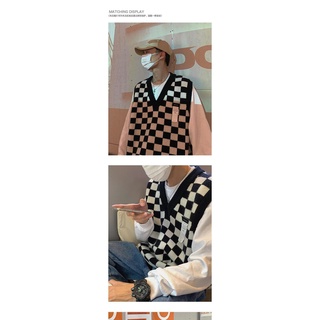 Tablero de cuadros suéter chaleco suéter de los hombres nuevo vintage clásico V-cuello sin mangas kn [vintage]V: 1/2:zhongshiwenhua.my10.29 (8)