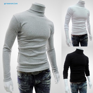 manga larga cuello alto de los hombres jersey suave color sólido elástico camisa de punto para otoño invierno (1)