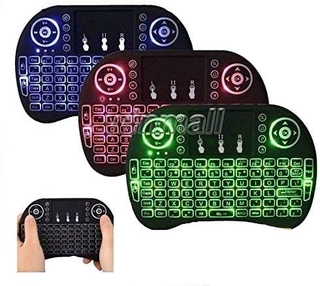 🔥I8 Mini teclado retroiluminado LED de 3 colores de 2,4 ghz con ratón táctil para caja de TV inteligente, Mag Iptv, Buzz Tv, Dreamlink, Ps3 / Ps4, etc.