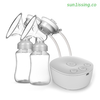 sun1iss eléctrico doble extractor de leche kit con 2 botellas de leche usb potente masajeador de pecho bebé lactancia materna extractor de leche