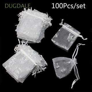 DUGDALE 100Pcs Packaging Bags Butterfly Design Drawstring Jewelry Pouches Wedding Party Organza Bags Candy Bags 7x9cm Gift Favor/Multicolor