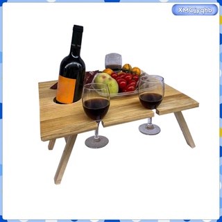portátil plegable vino mesa de picnic de madera natural cerveza mesa de vino para al aire libre pequeña mesa para viajes oudoor camping picnic